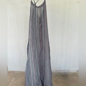 Striped Maxi Dress in Blue with Red stripes